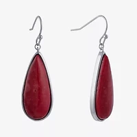 Sparkle Allure Womens Red Howlite Pure Silver Over Brass Pear Drop Earrings