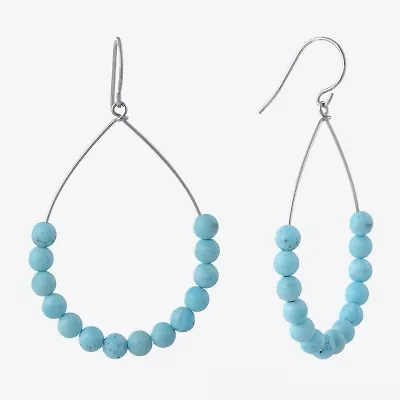 Sparkle Allure Womens Blue Howlite 53.8mm Pear Hoop Earrings