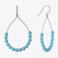 Sparkle Allure Womens Blue Howlite 53.8mm Pear Hoop Earrings