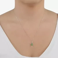 Silver Treasures Womens Green Crystal Sterling Silver 18 Inch Pendant Necklace