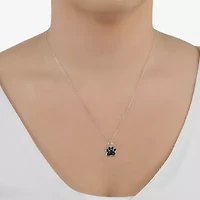 Silver Treasures Womens Black Crystal Sterling Silver 18 Inch Pendant Necklace