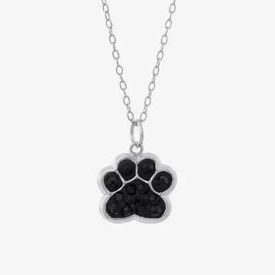 Silver Treasures Womens Black Crystal Sterling Silver 18 Inch Pendant Necklace