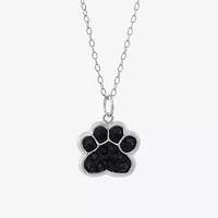 Silver Treasures Womens Black Crystal Sterling Silver 18 Inch Pendant Necklace