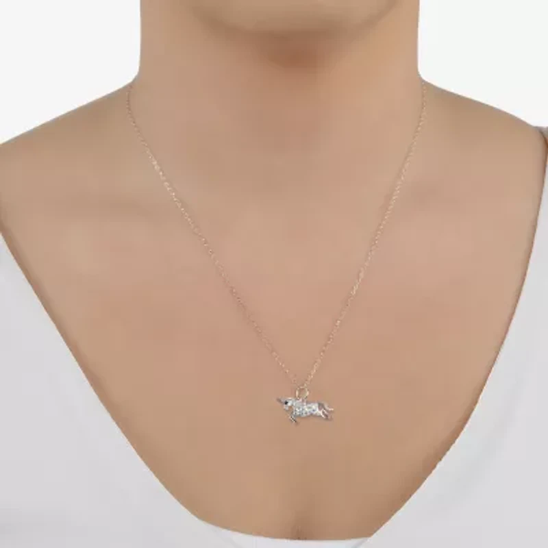 Silver Treasures Womens Multi Color Crystal Sterling Silver 16 Inch Pendant Necklace