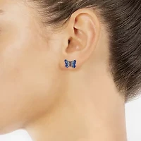 Silver Treasures Multi Color Crystal Sterling Silver 6.3mm Stud Earrings