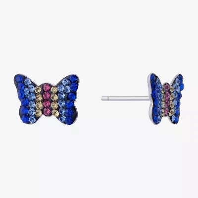 Silver Treasures Multi Color Crystal Sterling Silver 6.3mm Stud Earrings