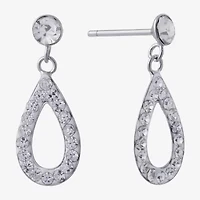 Silver Treasures Womens Crystal Sterling Drop Earrings