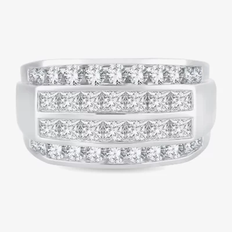 Mens 2 1/2 CT. T.W. Genuine White Diamond or Yellow 10K Gold Fashion Ring