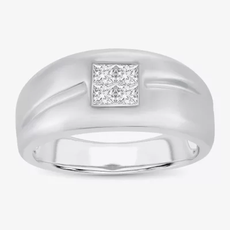 Mens 1/2 CT. T.W. Genuine White Diamond or Yellow 10K Gold Square Fashion Ring