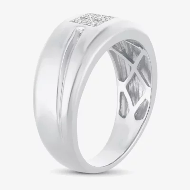 Mens 1/2 CT. T.W. Genuine White Diamond or Yellow 10K Gold Square Fashion Ring