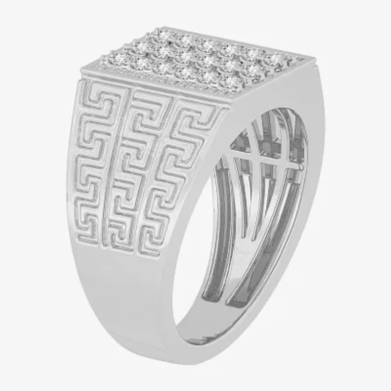 Mens 1 CT. T.W. Genuine White Diamond or Yellow 10K Gold Square Fashion Ring