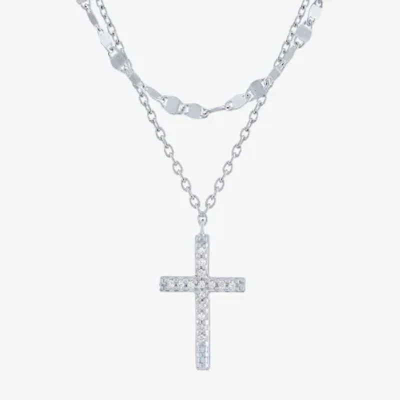 Yes, Please! Womens Diamond Accent Natural White Diamond Cross 2-pc. Necklace Set
