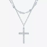 Yes, Please! Womens Diamond Accent Natural White Diamond Cross 2-pc. Necklace Set