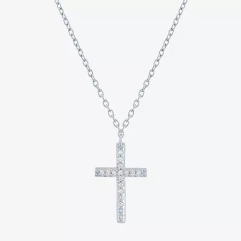 Yes, Please! Womens Diamond Accent Natural White Diamond Cross 2-pc. Necklace Set
