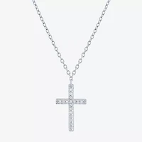 Yes, Please! Womens Diamond Accent Natural White Diamond Cross 2-pc. Necklace Set
