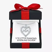 Yes, Please! "Mom" Womens 1/10 CT. T.W. Natural White Diamond Sterling Silver Heart 18 Inch Pendant Necklace