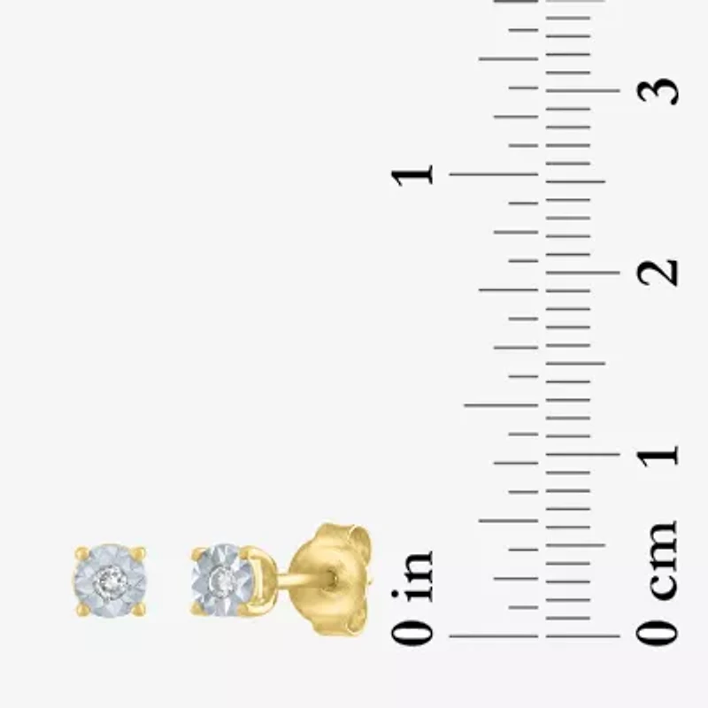 Diamond Addiction Womens 1/7 CT. T.W. Natural White Diamond 14K Gold Over Silver Sterling Silver 3 Pair Earring Set