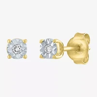 Diamond Addiction Womens 1/7 CT. T.W. Natural White Diamond 14K Gold Over Silver Sterling Silver 3 Pair Earring Set