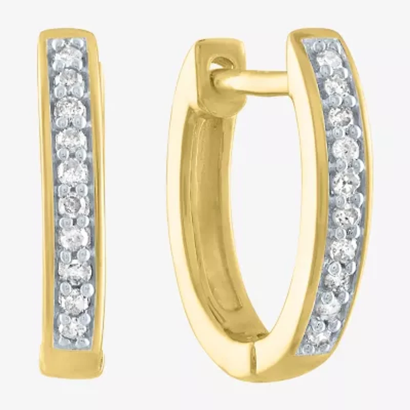 Diamond Addiction Womens 1/7 CT. T.W. Natural White Diamond 14K Gold Over Silver Sterling Silver 3 Pair Earring Set