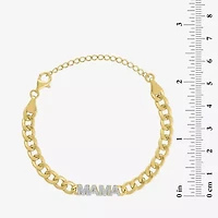 Diamond Addiction "Mama" Womens 14K Gold Over Silver 8 Inch Cuban Chain Bracelet