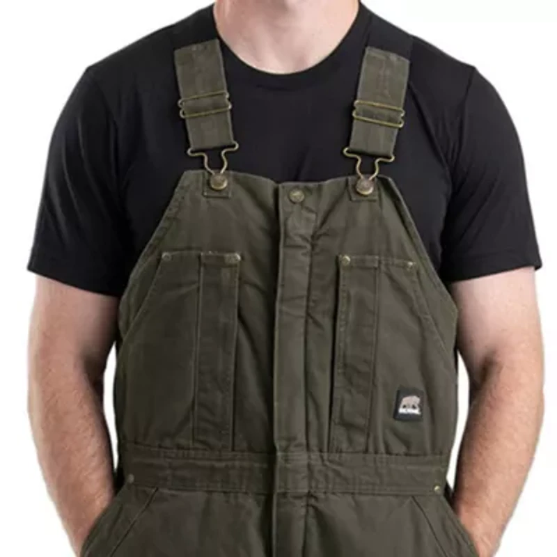 Berne Highland Washed Insulated Bibs Short Mens Workwear Overall