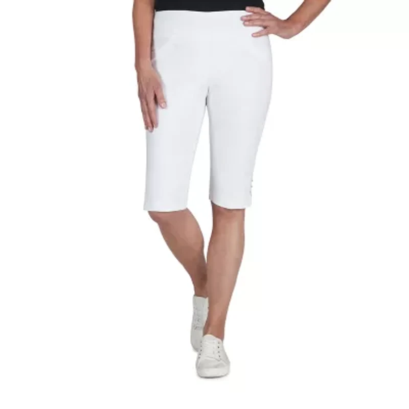 Hearts Of Palm Womens Petite Straight Mid Rise Skimmer Pant