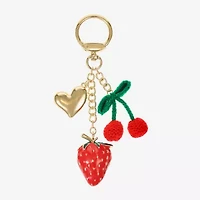 Bijoux Bar Gold Tone Strawberry Cherries Heart Bag Charm