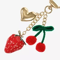 Bijoux Bar Gold Tone Strawberry Cherries Heart Bag Charm