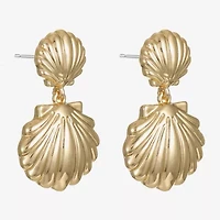 Bijoux Bar Gold Tone Shell Womens Hypoallergenic Drop Earrings