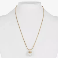 Monet Jewelry Gold Tone Womens Glass Simulated Pearl Knot 17 Inch Pendant Necklace