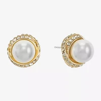 Monet Jewelry Gold Tone Glass Simulated Pearl 12.5mm Knot Stud Earrings