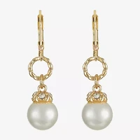 Monet Jewelry Gold Tone Womens Glass Simulated Pearl Drop Earrings