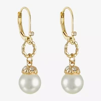 Monet Jewelry Gold Tone Womens Glass Simulated Pearl Drop Earrings