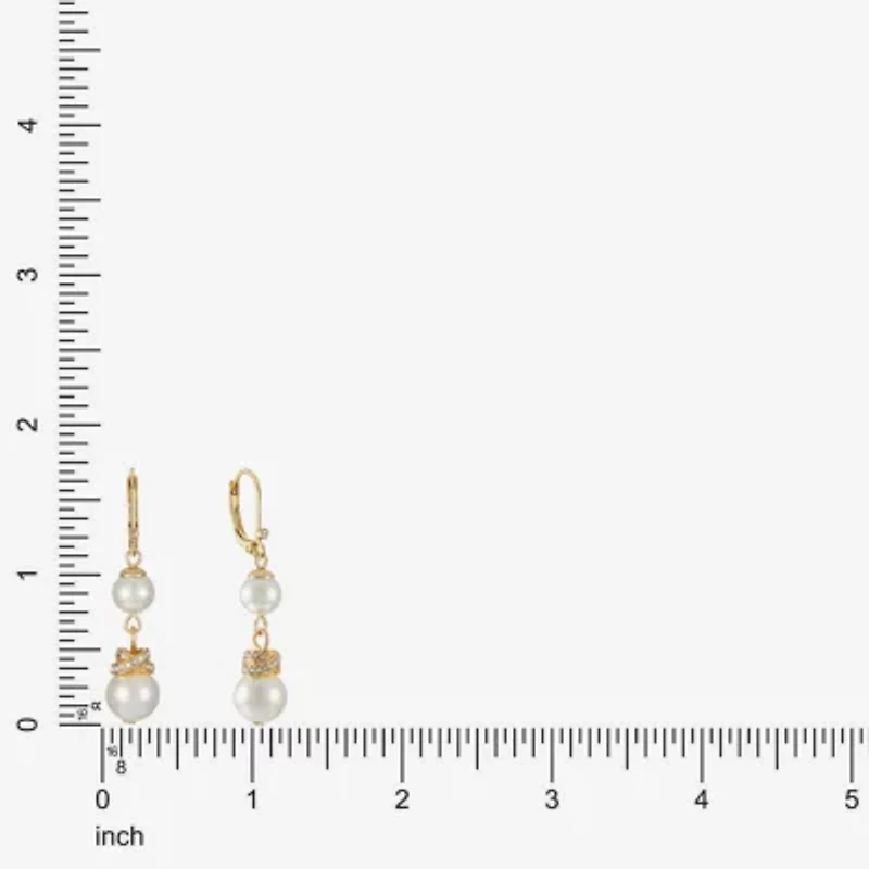 Monet Jewelry Gold Tone Womens Glass Simulated Pearl Knot Drop Earrings