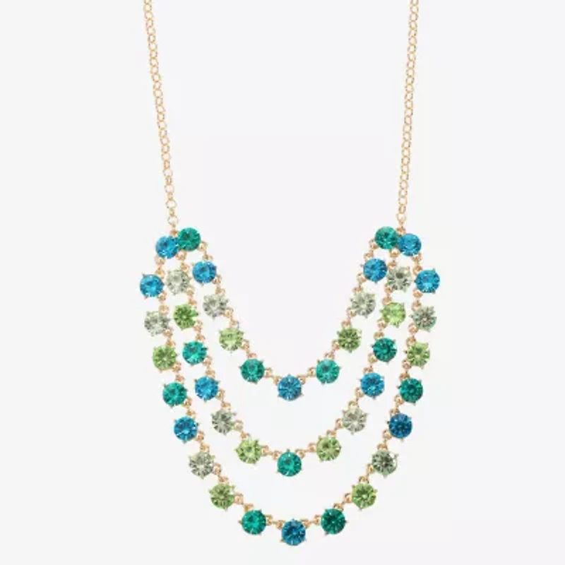 Monet Jewelry Ombre Womens Glass Gold Tone 18 Inch Strand Necklace