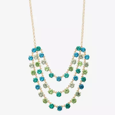 Monet Jewelry Ombre Womens Glass Gold Tone 18 Inch Strand Necklace