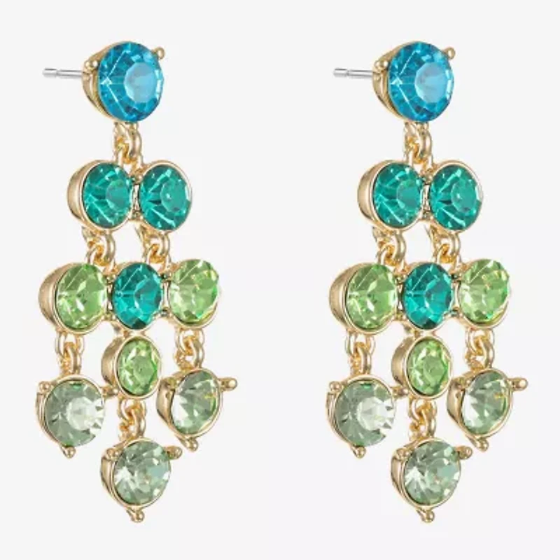Monet Jewelry Ombre Glass Round Chandelier Earrings