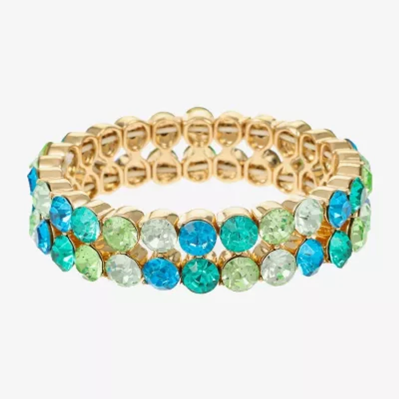 Monet Jewelry Ombre Womens Glass Round Stretch Bracelet