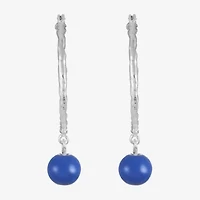 Liz Claiborne Bead Drop Womens 49mm Round Hypoallergenic Hoop Earrings