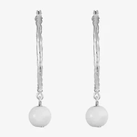 Liz Claiborne Bead Drop Womens 49mm Round Hypoallergenic Hoop Earrings