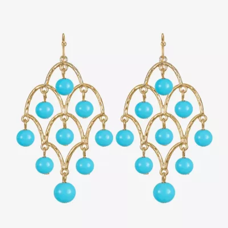 Liz Claiborne Beaded Womens Round Chandelier Earrings