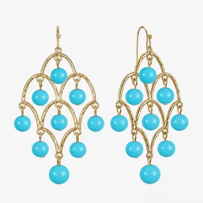 Liz Claiborne Beaded Womens Round Chandelier Earrings