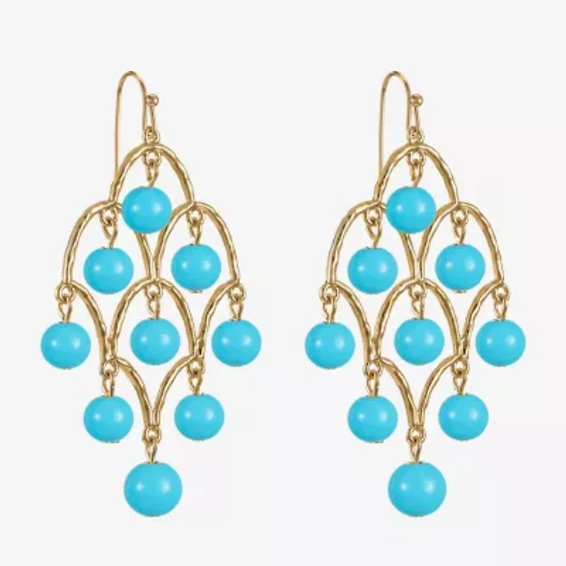 Liz Claiborne Beaded Womens Round Chandelier Earrings