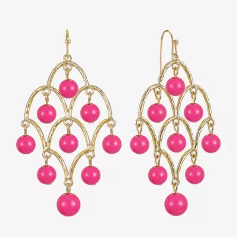 Liz Claiborne Beaded Womens Round Chandelier Earrings