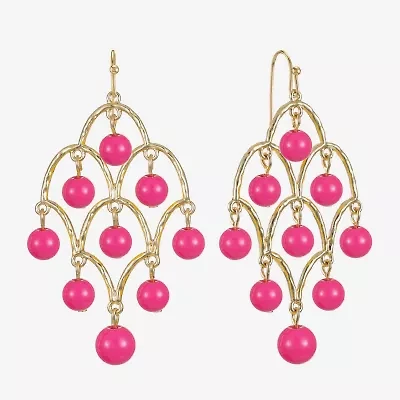 Liz Claiborne Beaded Womens Round Chandelier Earrings