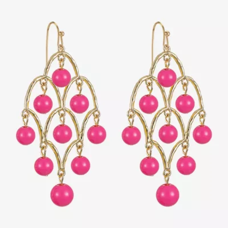 Liz Claiborne Beaded Womens Round Chandelier Earrings