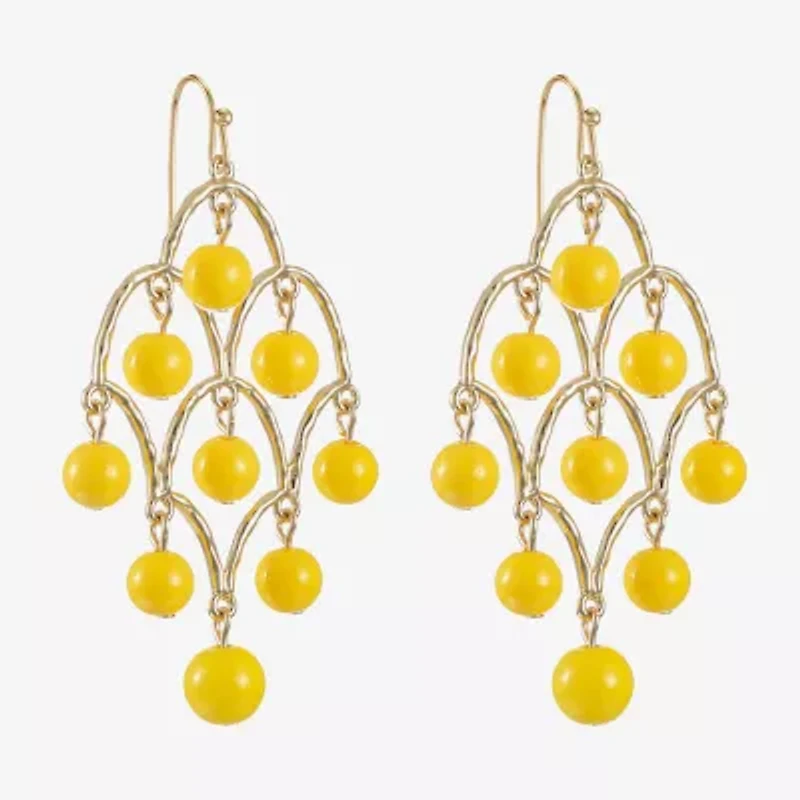 Liz Claiborne Beaded Womens Round Chandelier Earrings