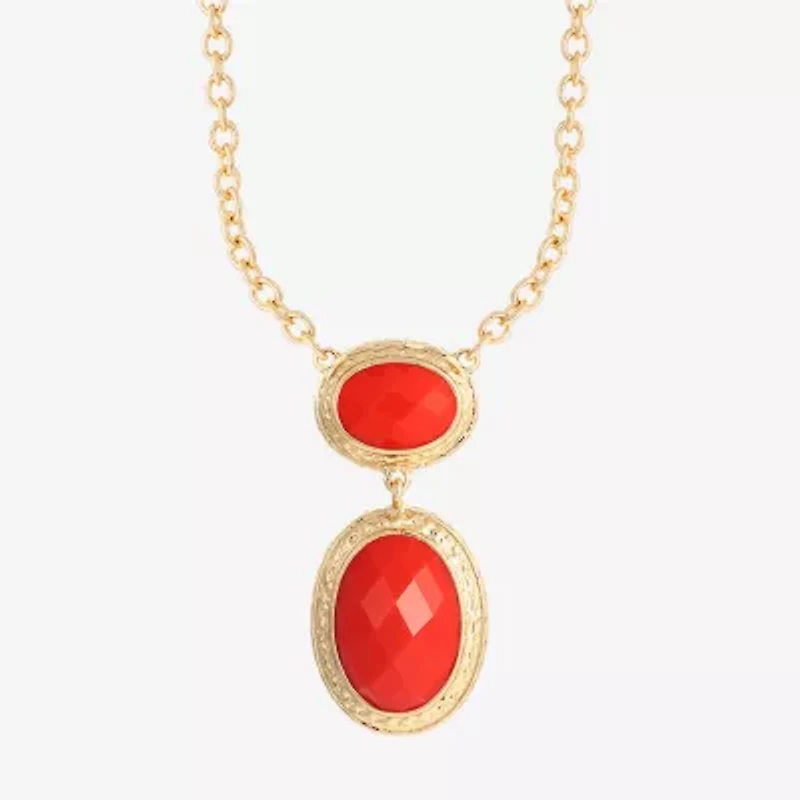 Monet Jewelry Gold Tone Womens Oval 17 Inch Pendant Necklaces