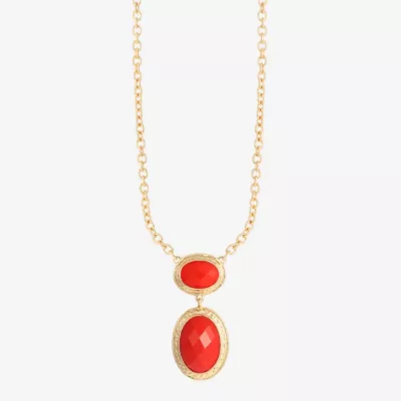 Monet Jewelry Gold Tone Womens Oval 17 Inch Pendant Necklaces