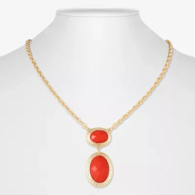 Monet Jewelry Gold Tone Womens Oval 17 Inch Pendant Necklaces